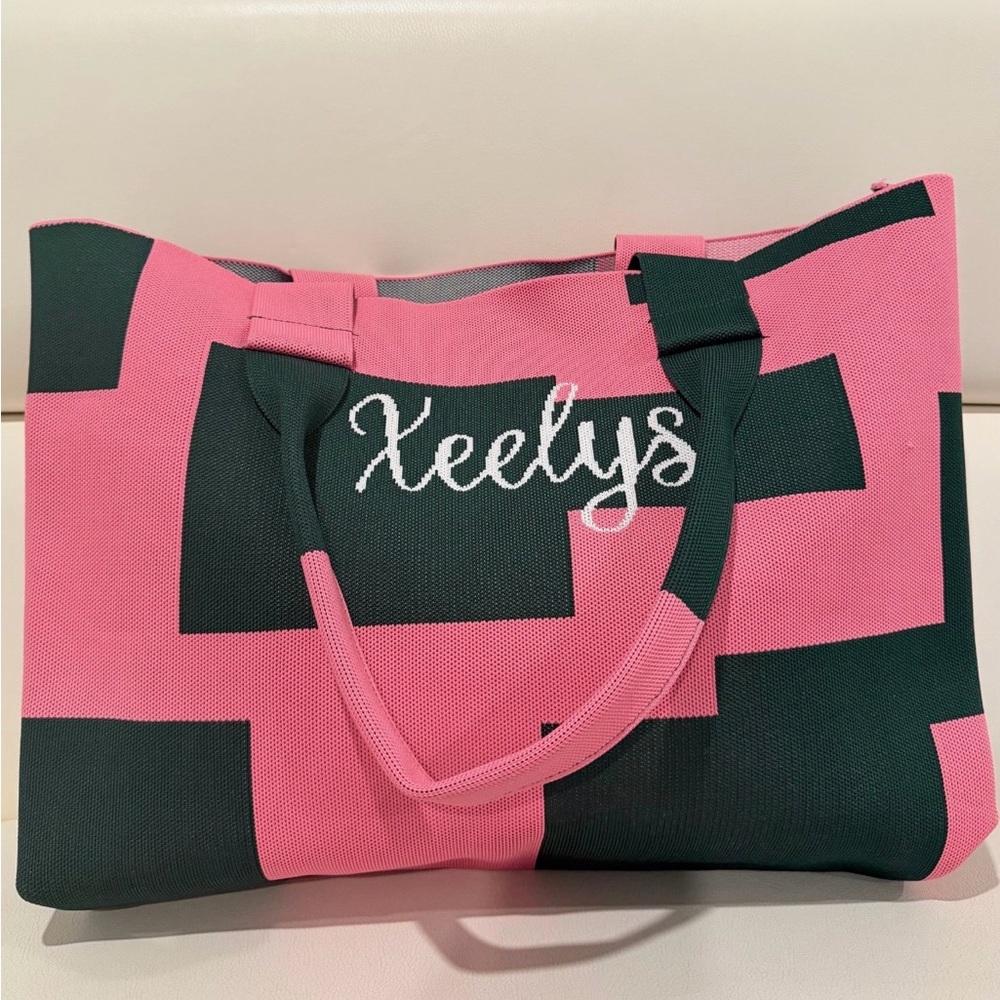 Pink & Black Geometric Tote Bag